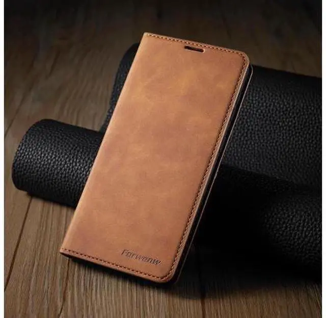 Alt view image 2 of 14 - Case for Samsung Galaxy S25 Plus 6.7 inch Premium PU Leather Phone Cover with Card Holder Stand, Shockproof Flip Wallet Cover Brown