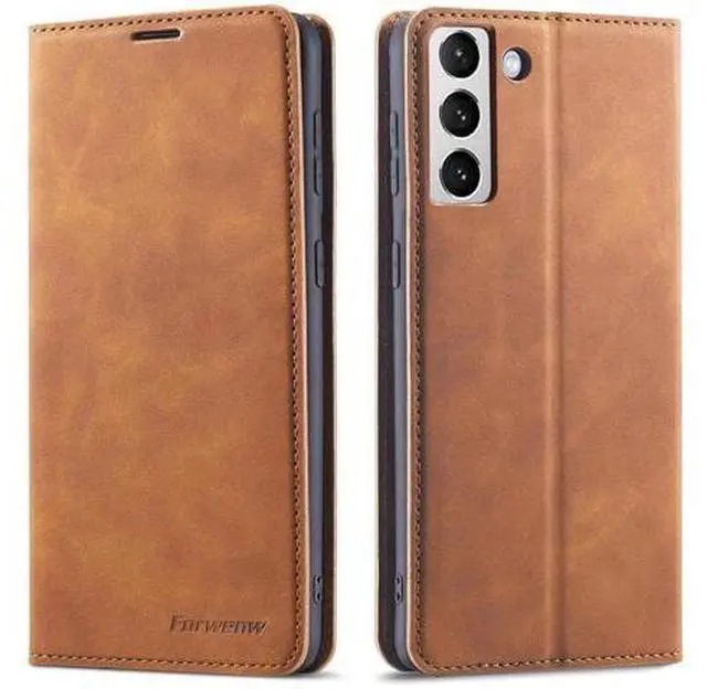 Main image of Case for Samsung Galaxy S25 Plus 6.7 inch Premium PU Leather Phone Cover with Card Holder Stand, Shockproof Flip Wallet Cover Brown