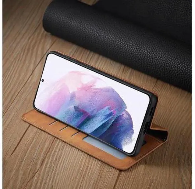 Alt view image 5 of 14 - Case for Samsung Galaxy S25 Plus 6.7 inch Premium PU Leather Phone Cover with Card Holder Stand, Shockproof Flip Wallet Cover Brown