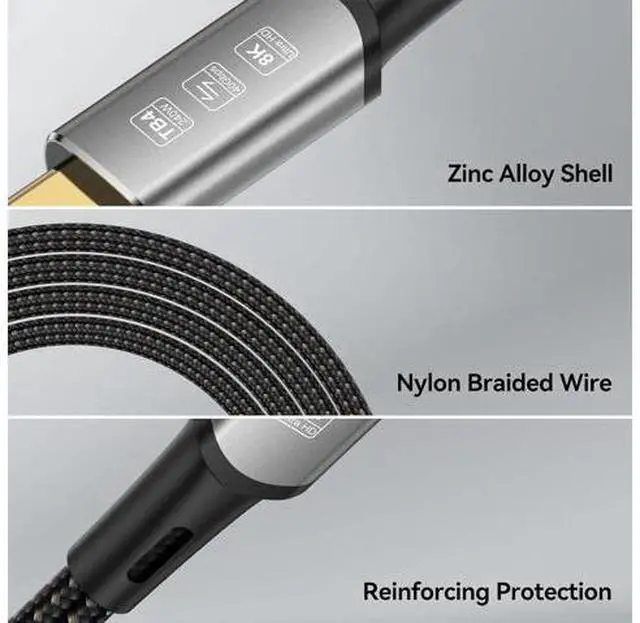 Alt view image 5 of 7 - Aomoproing USB 4 Cable 3.3Ft, 240W USB C Cable for Thunderbolt 4, iPhone 15Pro/15ProMax, iPad Pro, Laptop, Tablet, Smartphone, External Monitor (USB4, 3.3ft - 240W)