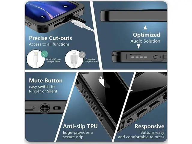 Alt view image 3 of 7 - For iPhone Xs Max Waterproof Case, Built-in Screen Protector Full-Body Clear Back Cover Heavy Duty Shockproof Case for iPhone Xs Max 6.5 inch
