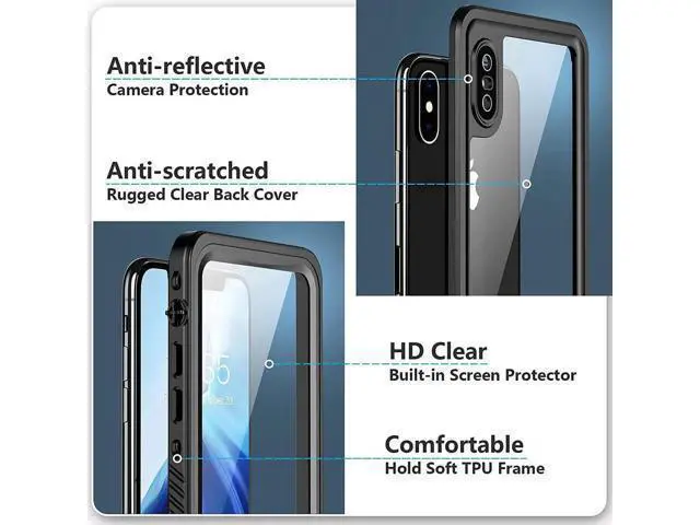 Alt view image 4 of 7 - For iPhone Xs Max Waterproof Case, Built-in Screen Protector Full-Body Clear Back Cover Heavy Duty Shockproof Case for iPhone Xs Max 6.5 inch