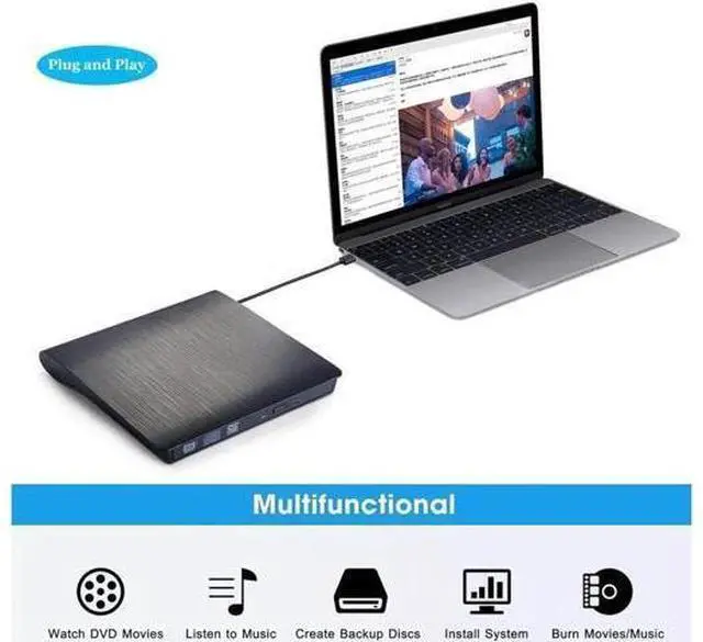 Alt view image 4 of 6 - Aomoproing External CD Drive, USB 3.0 Portable CD/DVD +/-RW Drive Slim DVD/CD ROM Rewriter Burner Superdrive High Speed Data Transfer for Laptop Desktop PC Windows and Linux OS Apple Mac