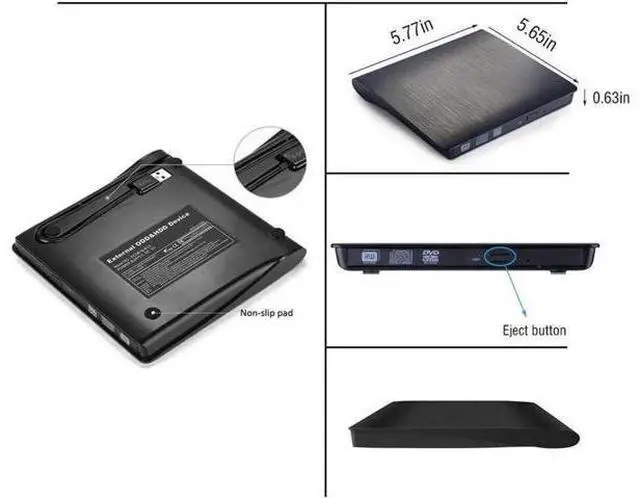 Alt view image 3 of 6 - Aomoproing External CD Drive, USB 3.0 Portable CD/DVD +/-RW Drive Slim DVD/CD ROM Rewriter Burner Superdrive High Speed Data Transfer for Laptop Desktop PC Windows and Linux OS Apple Mac