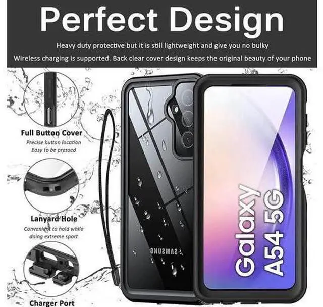 Alt view image 6 of 7 - For Samsung Galaxy A54 5G Waterproof Case, with Built-in Screen Protector, Full Protection Shockproof Dustproof Phone Cover for Samsung Galaxy A54 5G