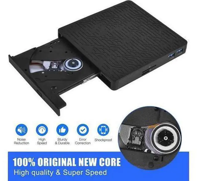 Alt view image 2 of 6 - External DVD Drive, USB3.0/Type-C DVD CD ROM +/-RW Player for Laptop, Optical Disk Burner with Hub, 2 USB 3.0 Port, SD/TF Port, Micro USB Type C Cord for PC Desktop Mac Book Windows 10/8/7 Linux OS