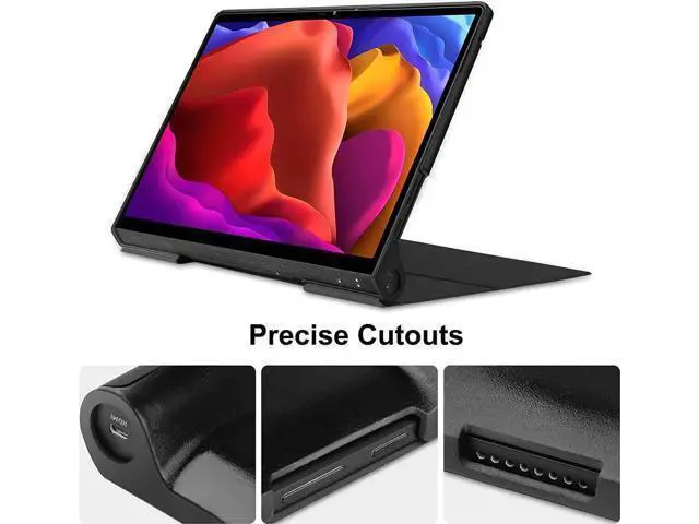 Alt view image 5 of 7 - Case for Lenovo Yoga Pad Pro 13 Inch Model YT-K606 / YT-K606F 2021, Ultra Thin PU Leather Hard Shell Cover with Universal Stylus Pen