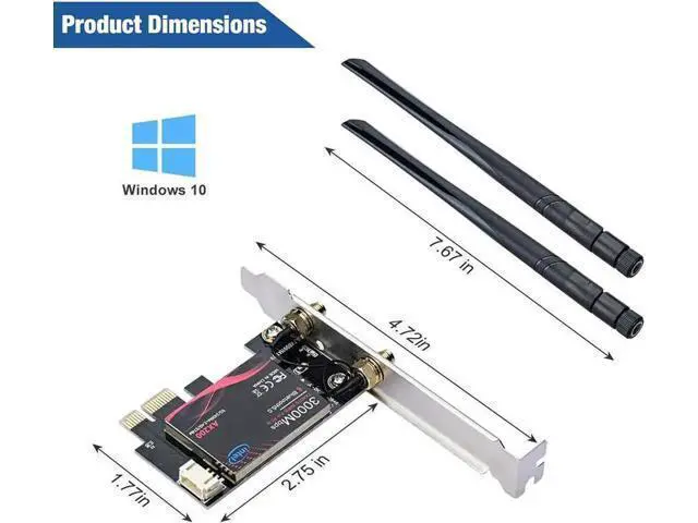 Alt view image 7 of 7 - WiFi 6 AX200 PCIE WiFi Card, Dual Band 5GHz/2.4GHz Wireless WiFi Network Adapter for PC, Bluetooth 5.0 | MU-MIMO | Ultra-Low Latency PCI-E Card, Support Win 10 64-bit Only (Black)