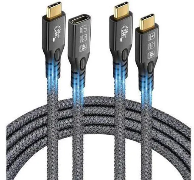 Main image of Aomoproing 20Gbps/240W/USB C 3.2 Gen 2 Cable 2Pack (6.6FT M/Male + 1.6FT M/Female), 4K@60Hz Video & Audio Output, Supports Thunderbolt 3 for MacBook Pro, Monitor & More Devices with USB-C Port
