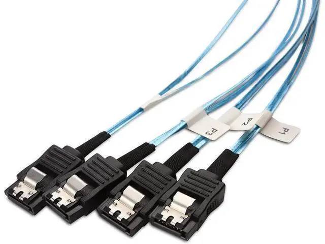 Alt view image 2 of 5 - Aomoproing Internal Mini SAS HD to SATA Cable (SFF-8643 to SATA Forward Breakout) 3.3 Feet, 1m