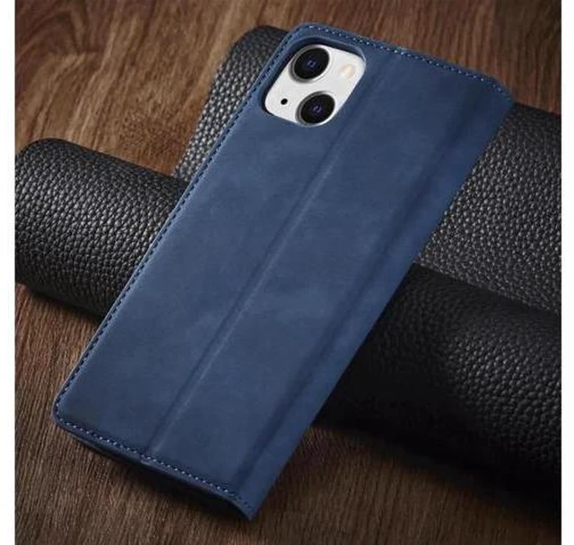 Alt view image 6 of 7 - Case for iPhone 15 5G 6.1 inch Premium PU Leather Cover with Card Holder Kickstand Shockproof Flip Wallet Cover Blue