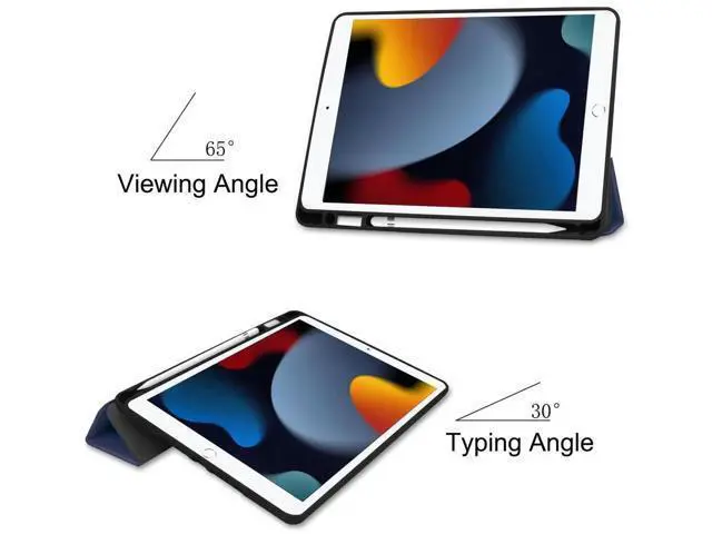 Alt view image 5 of 6 - Case for iPad 10.2 Inch 2021/2020/2019, iPad 9th/8th/7th Generation 10.2" Slim Smart Stand Cover with Pencil Holder, Universal Stylus Pen