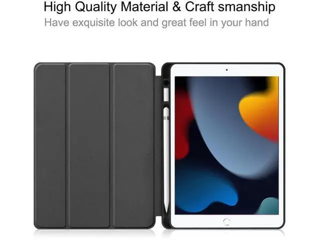 Alt view image 4 of 6 - Case for iPad 10.2 Inch 2021/2020/2019, iPad 9th/8th/7th Generation 10.2" Slim Smart Stand Cover with Pencil Holder, Universal Stylus Pen