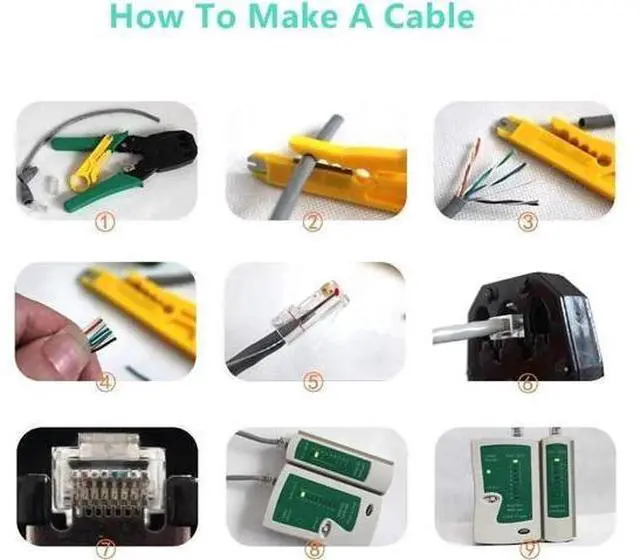 Alt view image 2 of 7 - Aomoproing Network Cable Repair Maintenance Tool Kit Set 11 in 1 Portable Phone Cable Crimper 8P8C 4P4C 6P6C Connectors RJ45 RJ11 Cat5 Cat6 Cable Tester