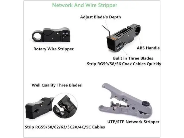 Alt view image 3 of 7 - Aomoproing Network Cable Repair Maintenance Tool Kit Set 11 in 1 Portable Phone Cable Crimper 8P8C 4P4C 6P6C Connectors RJ45 RJ11 Cat5 Cat6 Cable Tester