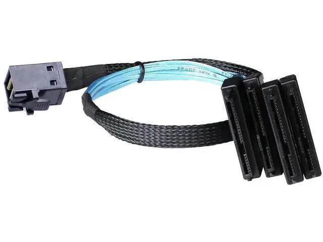 Alt view image 2 of 6 - Aomoproing Mini-SAS to SAS-Cable: 0.5M SFF-8643 to SAS SFF-8643 to SFF-8482 Connector 4X SFF-8482 with SATA Power Adapter Cable (1.6FT)