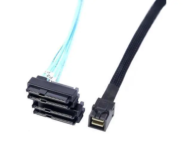 Alt view image 6 of 6 - Aomoproing Mini-SAS to SAS-Cable: 0.5M SFF-8643 to SAS SFF-8643 to SFF-8482 Connector 4X SFF-8482 with SATA Power Adapter Cable (1.6FT)