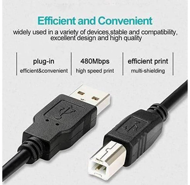 Alt view image 7 of 14 - Aomoproing USB 2.0 Printer Cable to Computer USB Printer Scanner Cable High Speed A Male to B Male Cord Compatible with HP, Epson, Lexmark, Xerox, Samsung (10M)