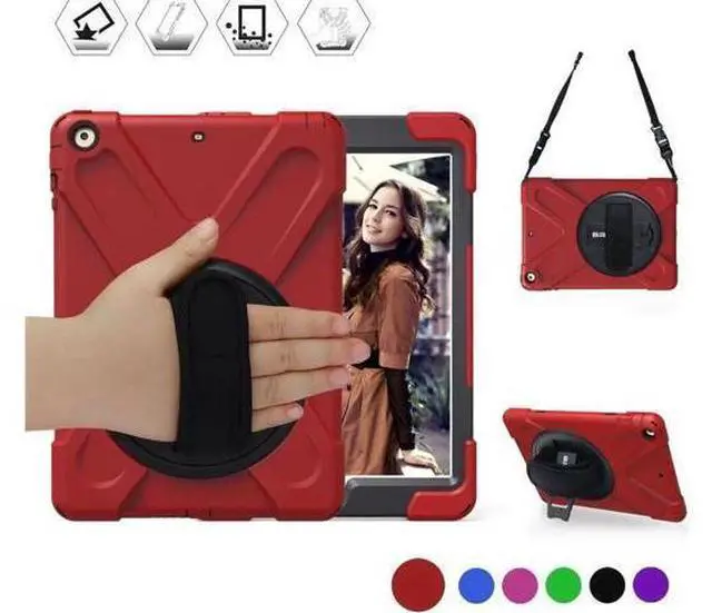 Main image of For iPad Mini Case iPad Mini 1 2 3 Case Cover ShockProof Rugged Hybrid Protective Silicone Case For Apple iPad Mini 1 2 3 Case with with 360 Degree Rotating Kickstand Hand Grip Strap Shoulder Strap