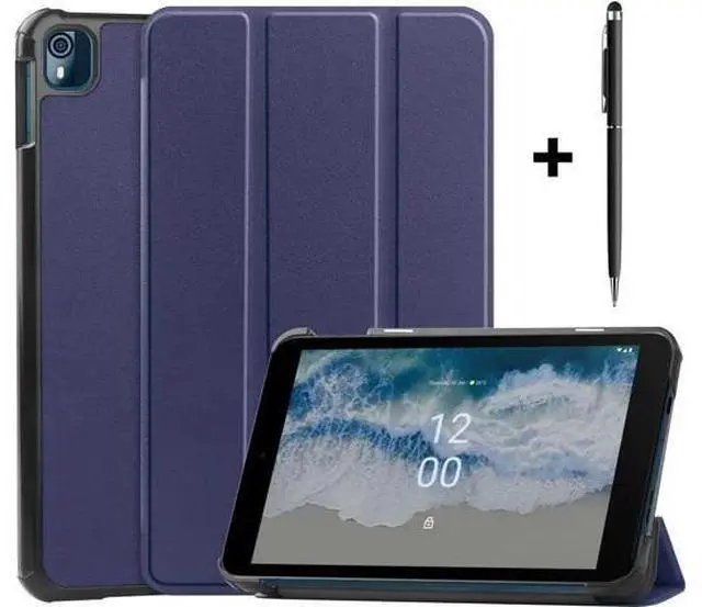 Main image of Nokia T10 Tablet Case 8.0 Inch 2022, Trifold Slim Smart Stand Cover Hard Shell for 8.0" Nokia Tablet T10 2022 Release with Universal Stylus Pen Blue