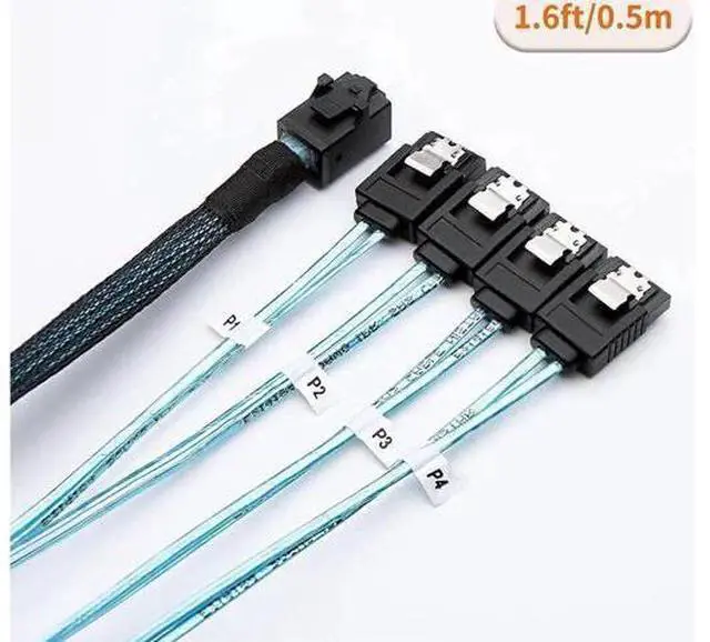 Alt view image 5 of 7 - Aomoproing Internal HD Mini SAS Cable 0.5M / 1.6FT, Internal HD Mini SAS (SFF-8643 Host) - 4X SATA (Target) Cable, SFF-8643 to 4X SATA Cable, SFF-8643 for Controller, 4 Sata Connect to Hard Drive
