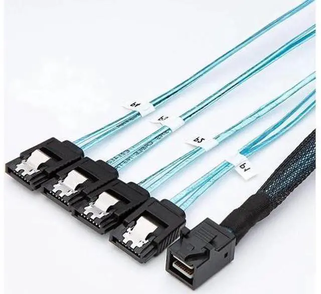 Alt view image 7 of 7 - Aomoproing Internal HD Mini SAS Cable 0.5M / 1.6FT, Internal HD Mini SAS (SFF-8643 Host) - 4X SATA (Target) Cable, SFF-8643 to 4X SATA Cable, SFF-8643 for Controller, 4 Sata Connect to Hard Drive