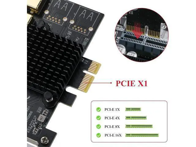 Alt view image 2 of 6 - Aomoproing PCI-E 1 to 5 USB Slots Riser Card - Higher Stability USB 3.0 Adapter Multiplier Card for Bitcoin Mining Compatible with Windows Linux Mac