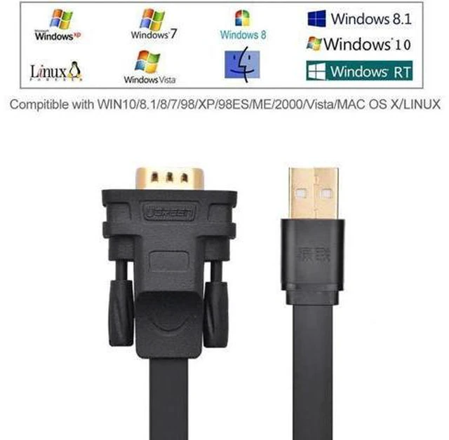 Alt view image 2 of 14 - Aomoproing UGREEN USB 2.0 to RS232 DB9 Serial Cable Male A Converter Adapter with FTDI Chipset for Windows 10, 8.1, 8, 7, Vista, XP, 2000, Linux and Mac OS X 10.6 and Above (6ft)