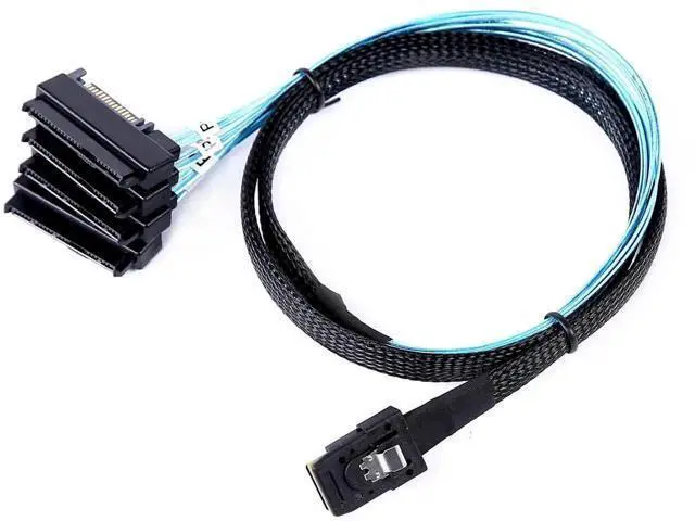 Alt view image 3 of 5 - Aomoproing Mini-SAS to SAS-Cable: 1M SFF8087 to SAS SFF-8087 to SFF-8482 Connector x4 with SATA-Power Adapter Cable (3.3FT)