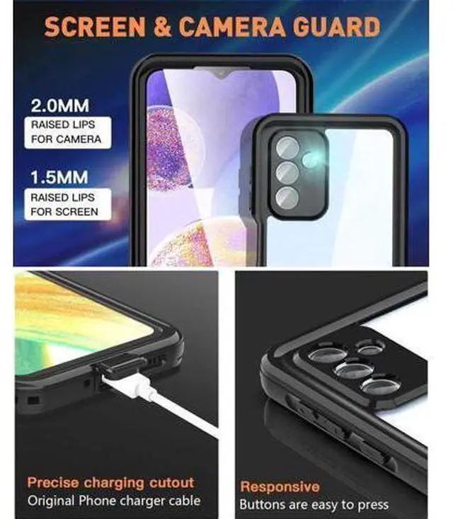 Alt view image 6 of 7 - For Samsung Galaxy A24 4G / Galaxy A25 5G Waterproof Case, with Built-in Screen Protector, Full Protection Shockproof Dustproof Underwater Phone Cover