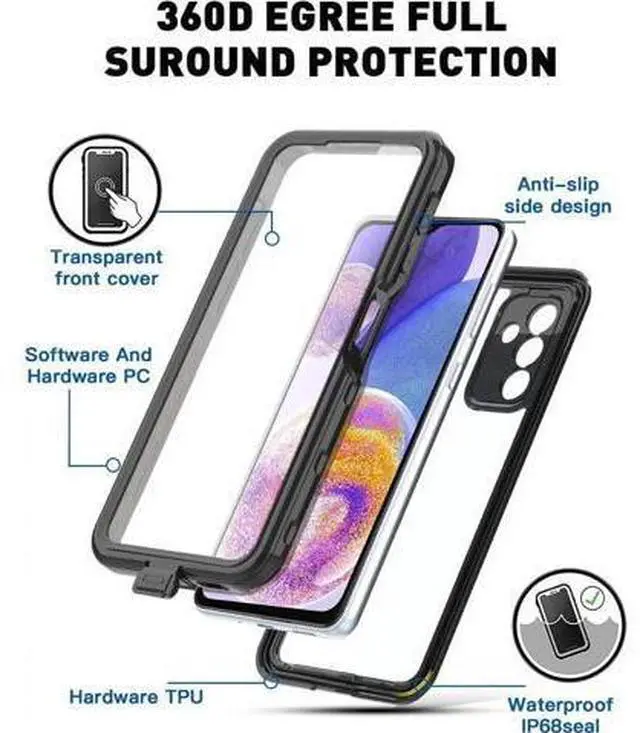 Alt view image 7 of 7 - For Samsung Galaxy A24 4G / Galaxy A25 5G Waterproof Case, with Built-in Screen Protector, Full Protection Shockproof Dustproof Underwater Phone Cover