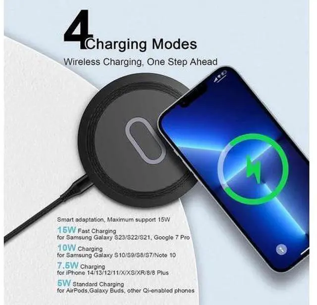 Alt view image 4 of 7 - Wireless Charger Samsung Fast Charging Pad for Samsung Galaxy S24/S23 Ultra/S22/S21/Z Flip 5,15W Wireless Charging Station Charger Mat with QC Adapter for Google Pixel 8a 7a 8 7 Pro 6,iPhone 15 14 13