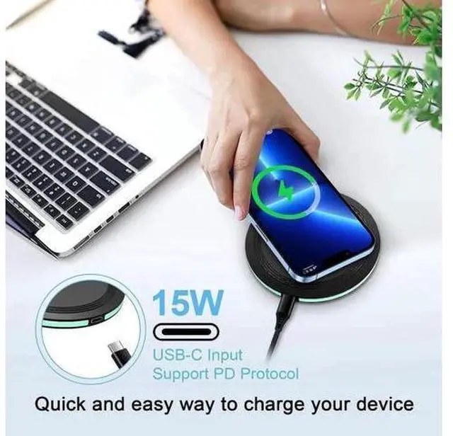 Alt view image 7 of 7 - Wireless Charger Samsung Fast Charging Pad for Samsung Galaxy S24/S23 Ultra/S22/S21/Z Flip 5,15W Wireless Charging Station Charger Mat with QC Adapter for Google Pixel 8a 7a 8 7 Pro 6,iPhone 15 14 13