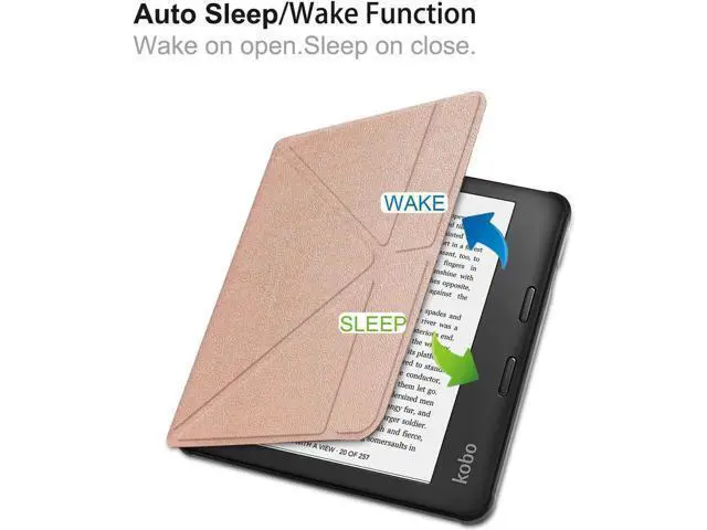 Alt view image 5 of 7 - Slim Case for Kobo Libra 2 2021 Released - Soft TPU Protective Back Cover with Auto Wake/Sleep for 7 inch Kobo Libra 2 eReader Rose Gold