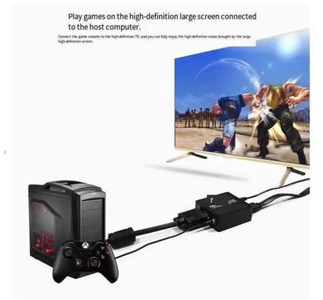 Alt view image 3 of 6 - VGA master to HDMI master converter 1080p laptop connect TV projector adapter and 1.5-meter HDMI cable