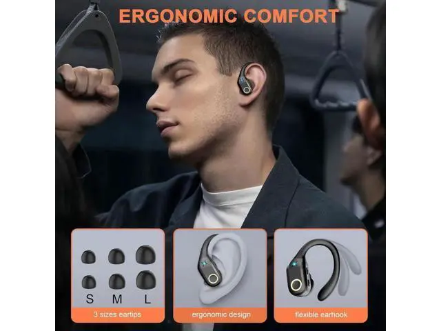 Alt view image 3 of 7 - Wireless Earbuds Bluetooth 5.3 Headphones Stereo Bass, ENC Noise Cancelling Mic HD Call, Over Ear buds with Soft Earhooks for Sports, 48H Playtime LED Display, IP7 Waterproof Earphones for Android IOS