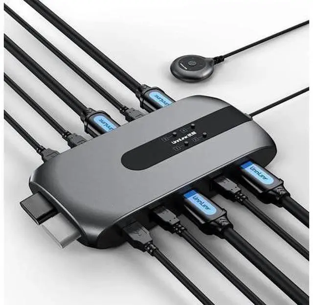 Main image of KVM Switch HDMI 4 Port Box, USB KVM Switch for 4 Computers Share One Keyboard Mouse and HD Monitor, 4 in 1 Out HDMI KVM Switch, Support UHD 4K (3840x2160)
