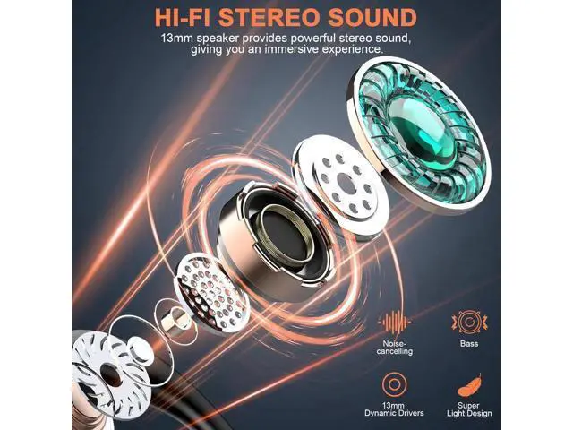 Alt view image 6 of 7 - Wireless Earbuds Bluetooth 5.3 Headphones Stereo Bass, ENC Noise Cancelling Mic HD Call, Over Ear buds with Soft Earhooks for Sports, 48H Playtime LED Display, IP7 Waterproof Earphones for Android IOS