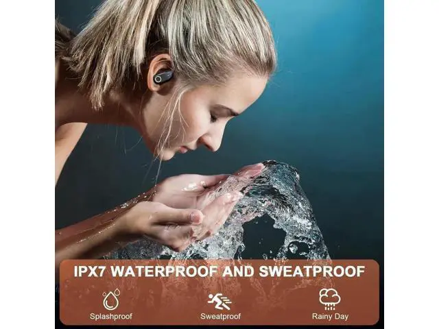 Alt view image 7 of 7 - Wireless Earbuds Bluetooth 5.3 Headphones Stereo Bass, ENC Noise Cancelling Mic HD Call, Over Ear buds with Soft Earhooks for Sports, 48H Playtime LED Display, IP7 Waterproof Earphones for Android IOS