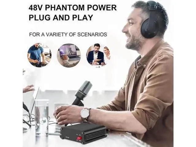 Alt view image 4 of 6 - 1Channel 48V Phantom Power Supply with Adapter BONUS+XLR 3 Pin Microphone Cable for Any Condenser Microphone Music Recording Equipment