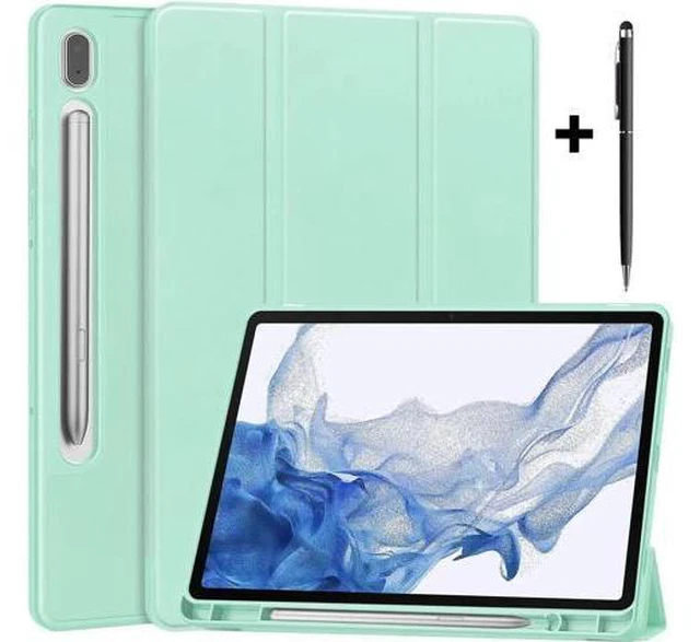 Main image of Protective Case for Samsung Galaxy Tab S9 11 inch 2023, SM-X710 SM-X716B SM-X718U, Smart Stand Cover Hard Shell with Pencil Holder, Stylus Pen Mint Green