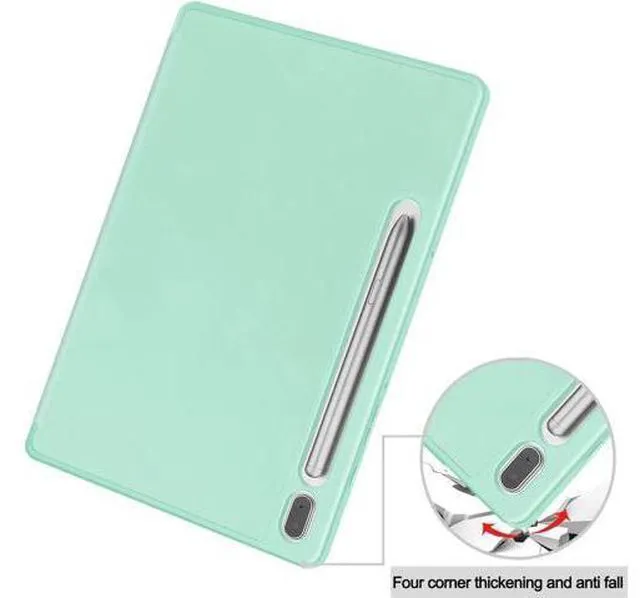 Alt view image 2 of 7 - Protective Case for Samsung Galaxy Tab S9 11 inch 2023, SM-X710 SM-X716B SM-X718U, Smart Stand Cover Hard Shell with Pencil Holder, Stylus Pen Mint Green