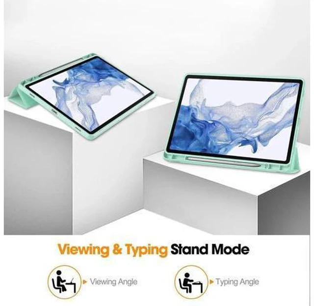 Alt view image 3 of 7 - Protective Case for Samsung Galaxy Tab S9 11 inch 2023, SM-X710 SM-X716B SM-X718U, Smart Stand Cover Hard Shell with Pencil Holder, Stylus Pen Mint Green