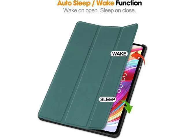Alt view image 4 of 7 - Case for TECLAST T50 11 inch , Tri fold Slim Lightweight Hard Shell Smart Protective Cover with Multi-Angle Stand, Universal Stylus Pen Dark Green