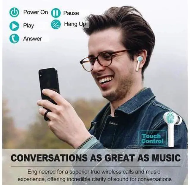 Alt view image 3 of 7 - Wireless Earbuds Bluetooth 5.0 IPX7 Waterproof Headphones with Digital Intelligence LED Display Charging Case HD Stereo Built-in Mic in-Ear Sports Earphones 80 Hrs Playtime for Running Gym Office