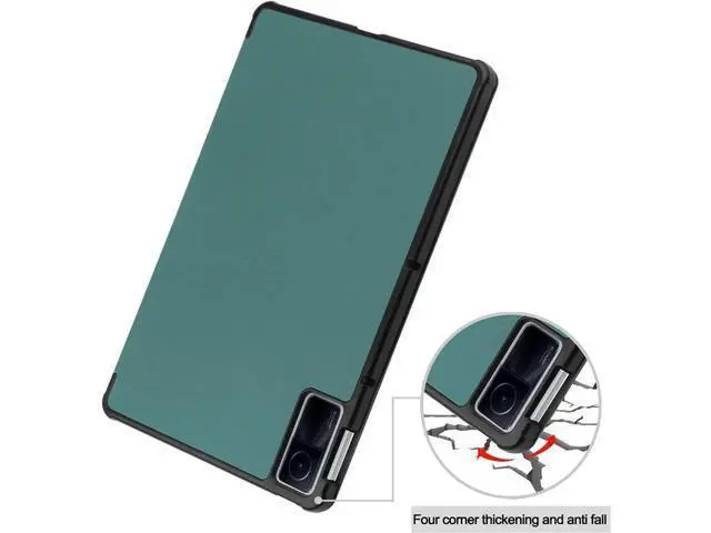 Alt view image 2 of 7 - Case for Xiaomi Redmi Pad 10.61 inch 2022, Tri fold Slim Auto Wake Lightweight Hard Shell Smart Protective Stand Cover with Universal Stylus Pen Dark Green