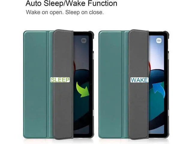 Alt view image 4 of 7 - Case for Xiaomi Redmi Pad 10.61 inch 2022, Tri fold Slim Auto Wake Lightweight Hard Shell Smart Protective Stand Cover with Universal Stylus Pen Dark Green