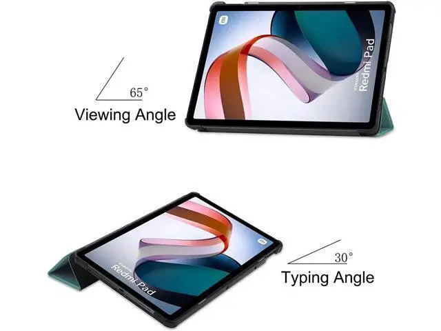 Alt view image 5 of 7 - Case for Xiaomi Redmi Pad 10.61 inch 2022, Tri fold Slim Auto Wake Lightweight Hard Shell Smart Protective Stand Cover with Universal Stylus Pen Dark Green