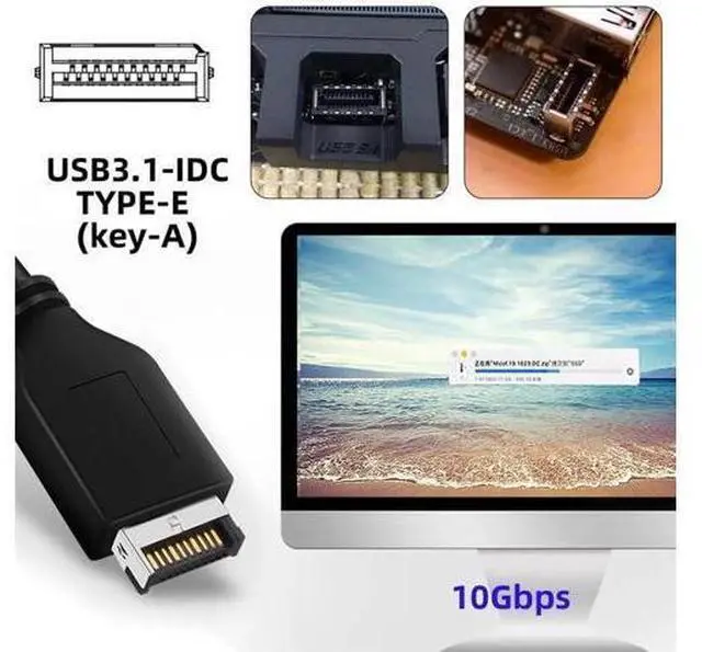 Alt view image 7 of 7 - Aomoproing Dual Type-E 20pin 10Gbps USB 3.1 Front Panel Socket to NVME NGFF M-Key Express Card Adapter for Motherboard