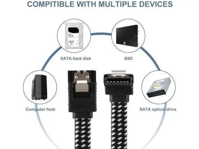 Alt view image 3 of 6 - Aomoproing SATA III Cable,Nylon Braided SATA Cable III 6Gbps Straight HDD SDD Data Cable with Locking Latch 18 Inch Compatible for SATA HDD, SSD, CD Driver, CD Writer (3 Packs Black +3 Packs Blue)